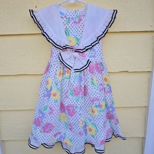 Vintage Bonnie Jean Floral Girl Dress Size 5